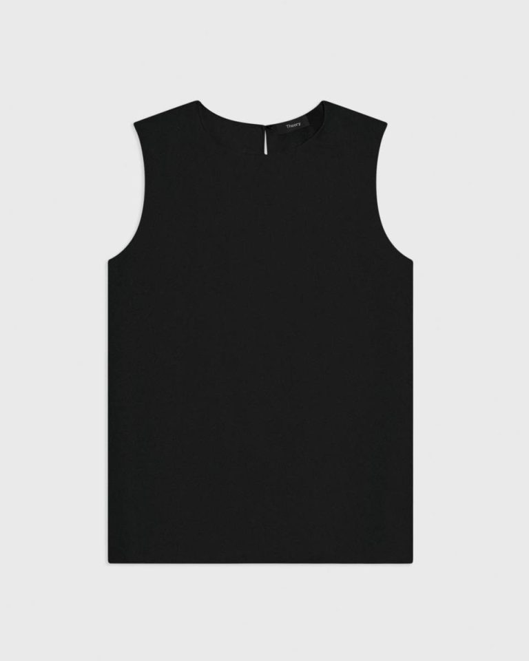 Theory Shell Top In Silk Georgette Black Tops Women - 5