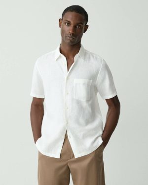 Theory Shirts Irving Short-Sleeve Shirt In Relaxed Linen Men White - 1