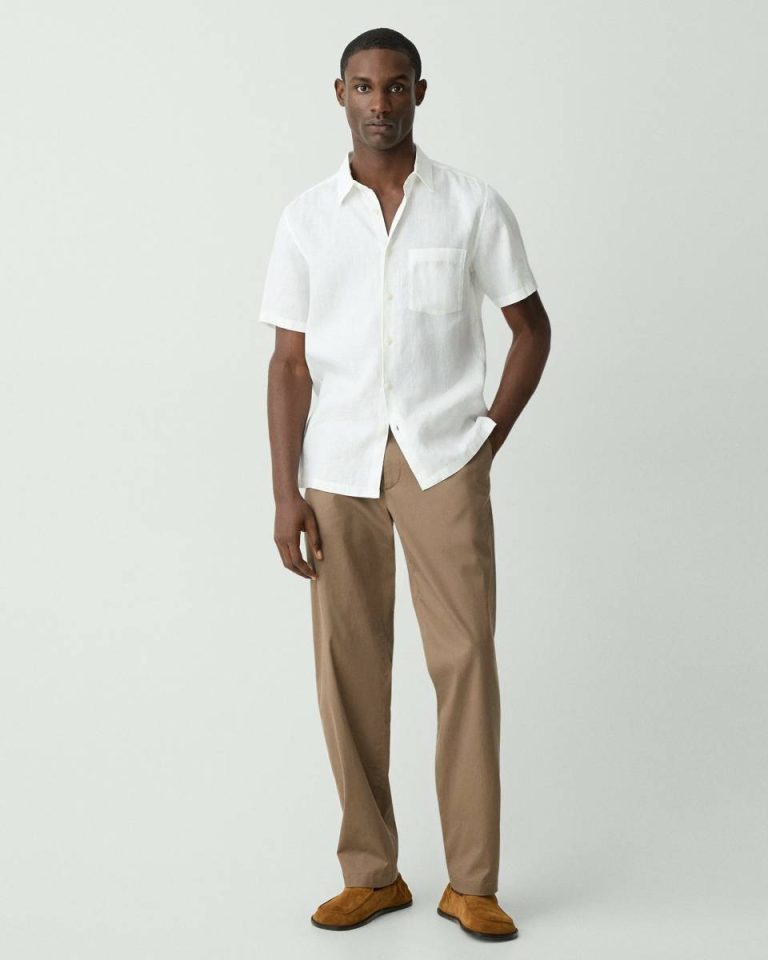 Theory Shirts Irving Short-Sleeve Shirt In Relaxed Linen Men White - 5