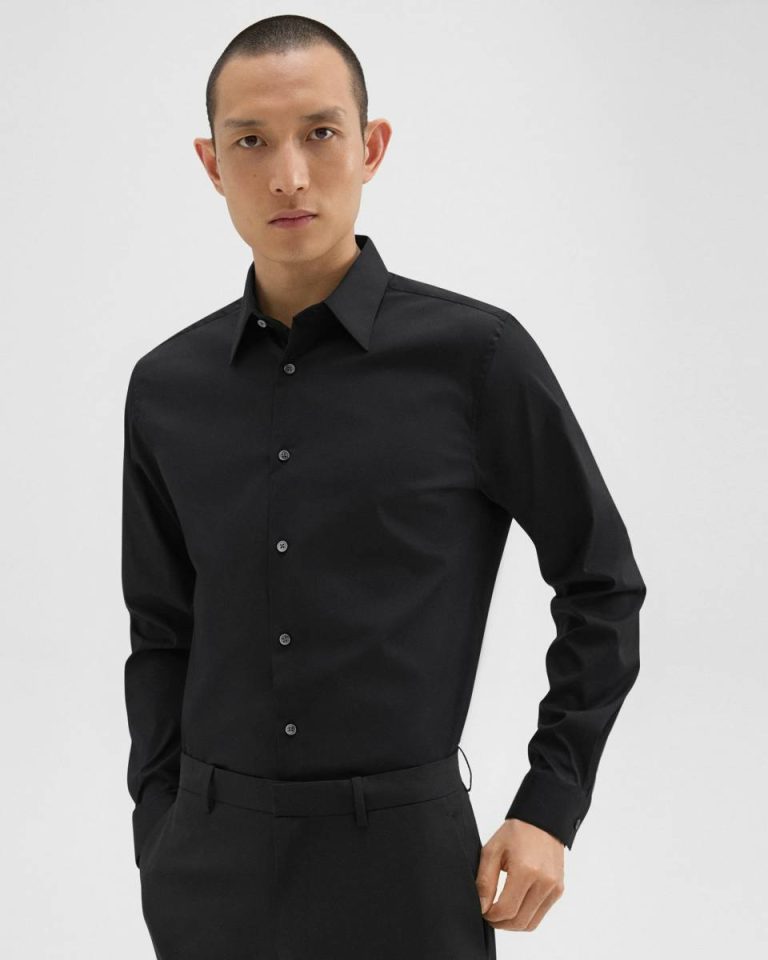 Theory Shirts Sylvain Shirt In Good Cotton Black Men - 2