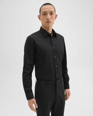 Theory Shirts Sylvain Shirt In Good Cotton Black Men - 1