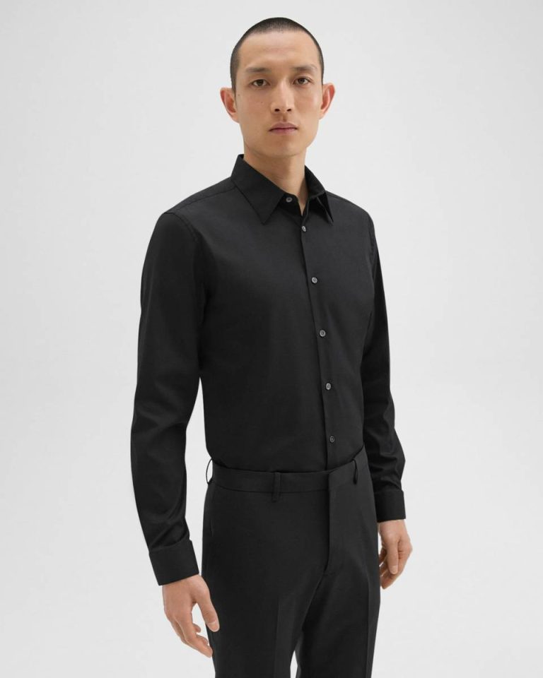 Theory Shirts Sylvain Shirt In Good Cotton Black Men - 1
