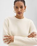 Theory Sweaters + Cardigans Crewneck Sweater In Felted Wool-Cashmere Women Ivory - 4