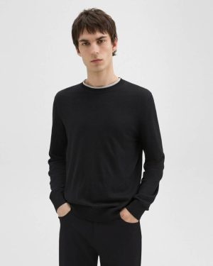 Theory Sweaters + Cardigans Crewneck Sweater In Regal Wool Men Black - 1
