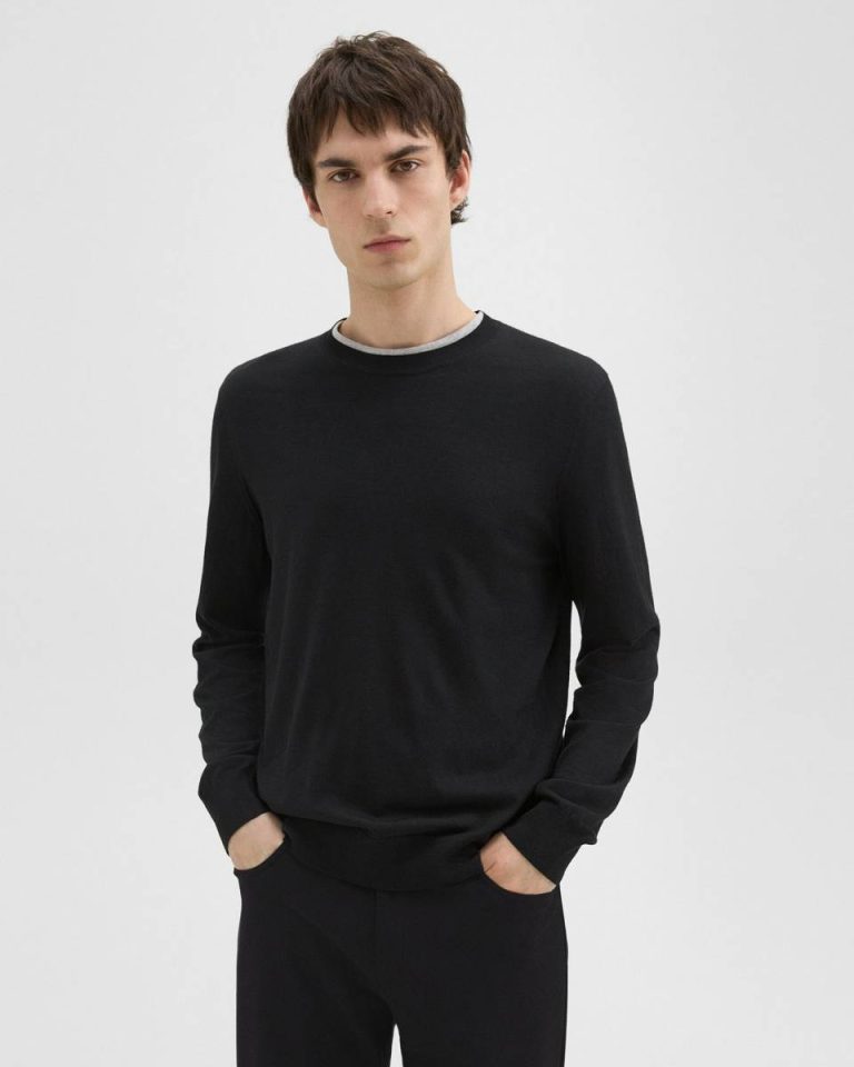 Theory Sweaters + Cardigans Crewneck Sweater In Regal Wool Men Black - 1