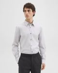 Theory Sylvain Shirt In Good Cotton Warm Grey Shirts Men - 2