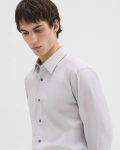 Theory Sylvain Shirt In Good Cotton Warm Grey Shirts Men - 4
