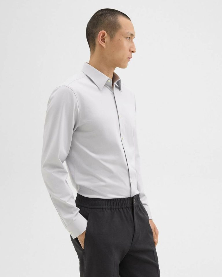 Theory Sylvain Shirt In Structure Knit Men Shirts Vapor - 2