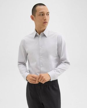Theory Sylvain Shirt In Structure Knit Men Shirts Vapor - 1