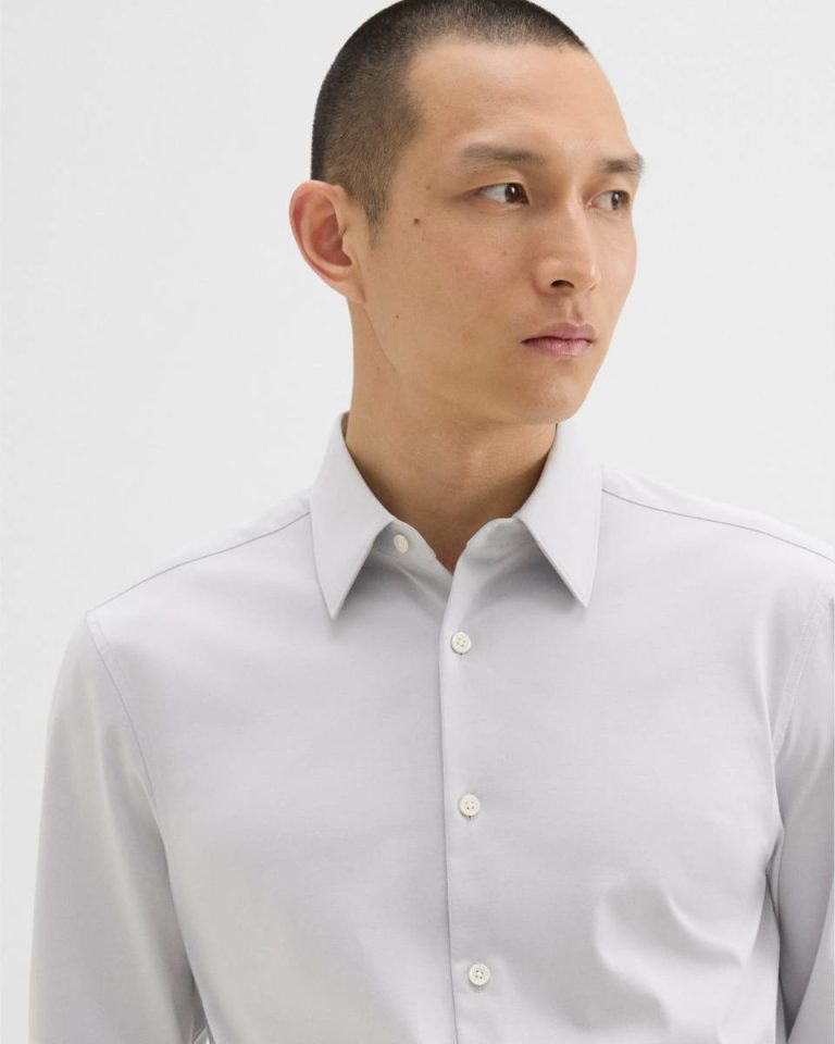 Theory Sylvain Shirt In Structure Knit Men Shirts Vapor - 4