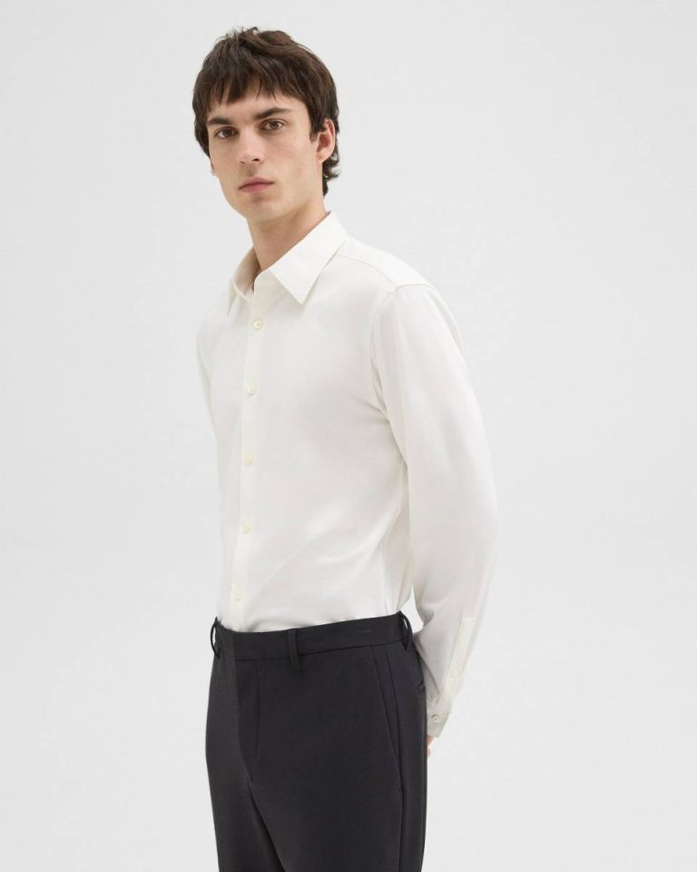 Theory Sylvain Shirt In Structure Knit Shirts White Men - 2