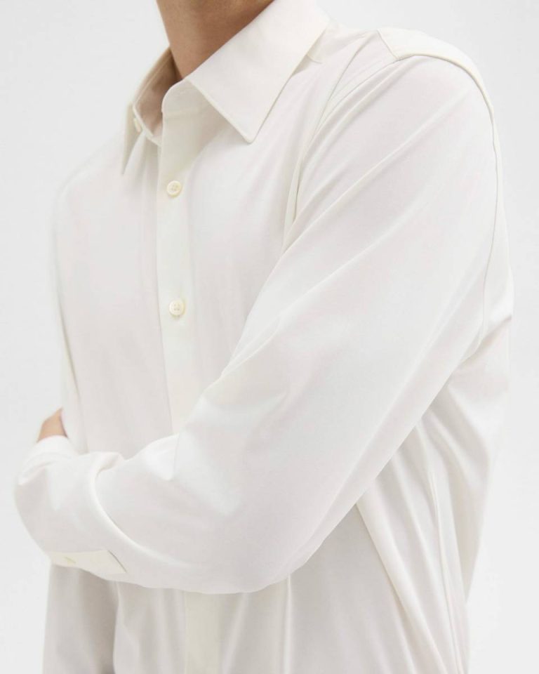 Theory Sylvain Shirt In Structure Knit Shirts White Men - 4