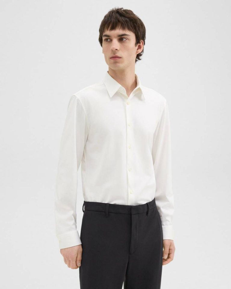 Theory Sylvain Shirt In Structure Knit Shirts White Men - 1