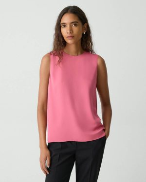 Theory Tops Bright Pink Shell Top In Silk Georgette Women - 1