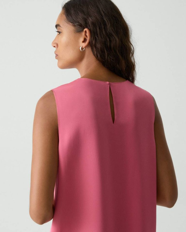 Theory Tops Bright Pink Shell Top In Silk Georgette Women - 4