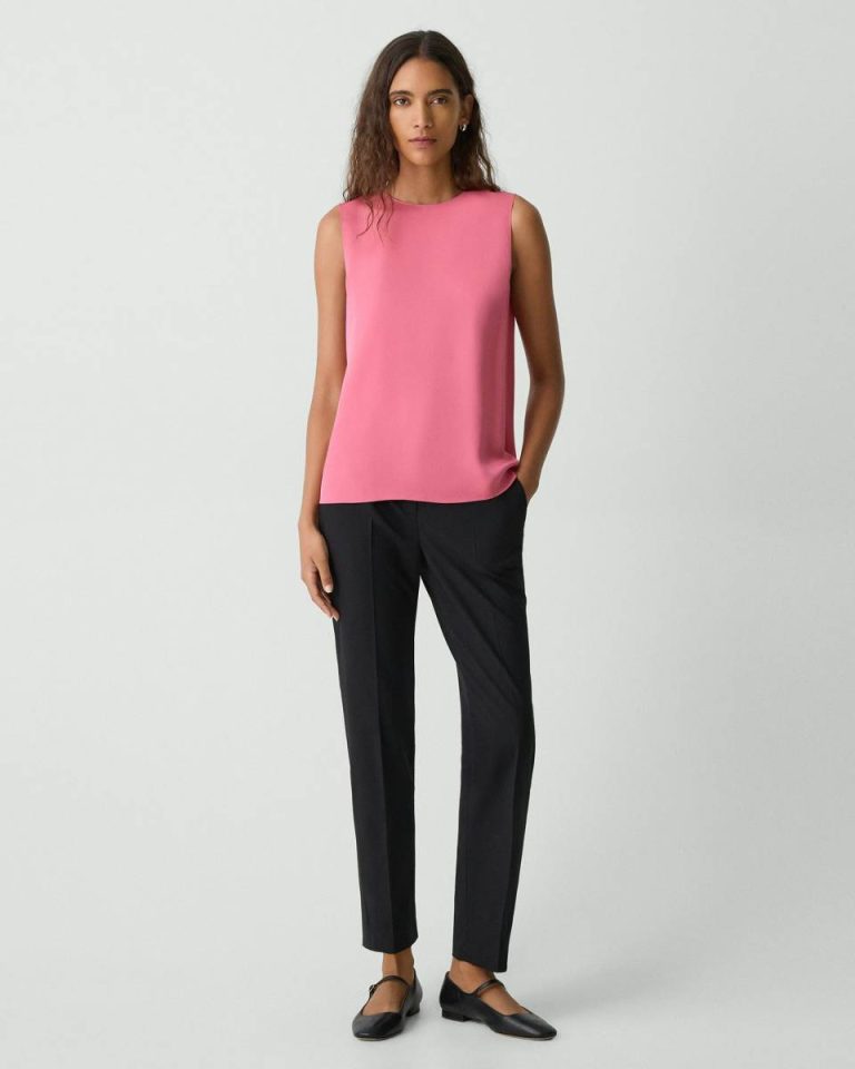 Theory Tops Bright Pink Shell Top In Silk Georgette Women - 5
