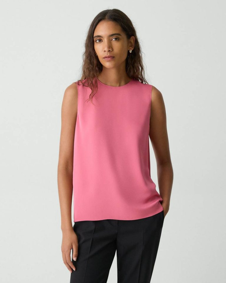 Theory Tops Bright Pink Shell Top In Silk Georgette Women - 1