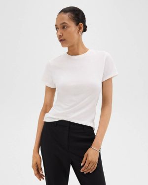 Theory White T-Shirts + Tank Tops Tiny Tee In Organic Cotton Women - 1