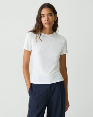Theory White Tiny Tee In Organic Slub Cotton Women T-Shirts + Tank Tops - 1