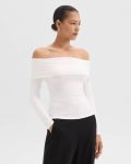 Theory White Women T-Shirts + Tank Tops Off-The-Shoulder Top In Ribbed Viscose - 2