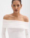 Theory White Women T-Shirts + Tank Tops Off-The-Shoulder Top In Ribbed Viscose - 4