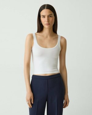 Theory Women Loungewear Cropped Tank Top In Stretch Nylon White - 1