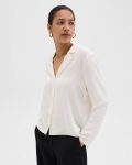 Theory Women Tops Notched Lapel Blouse In Silk Georgette Ivory - 1