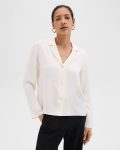 Theory Women Tops Notched Lapel Blouse In Silk Georgette Ivory - 2