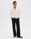 Theory Women Tops Notched Lapel Blouse In Silk Georgette Ivory - 5