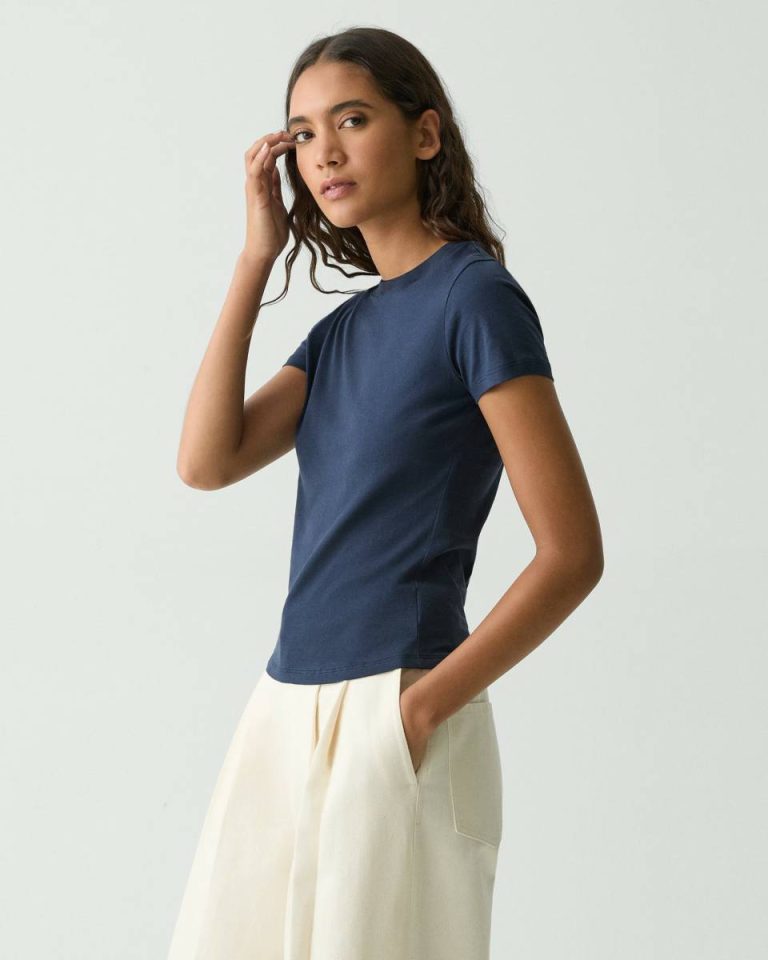 Tiny Tee In Organic Cotton T-Shirts + Tank Tops Women Theory Nocturne Navy - 2