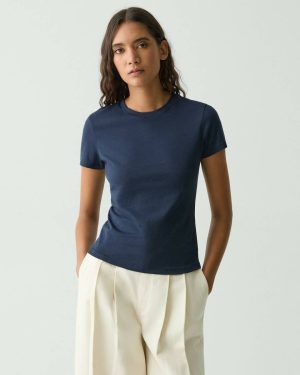 Tiny Tee In Organic Cotton T-Shirts + Tank Tops Women Theory Nocturne Navy - 1