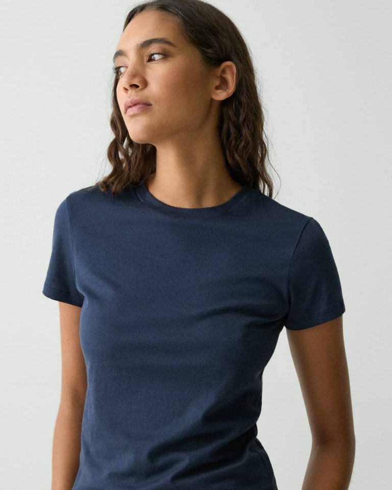 Tiny Tee In Organic Cotton T-Shirts + Tank Tops Women Theory Nocturne Navy - 4