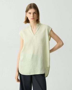 Tops Boxy Tunic Top In Relaxed Linen Aloe Women Theory - 1