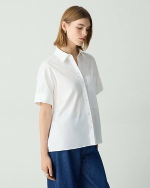 Tops Patch Pocket Shirt In Good Cotton Theory White Women - 1