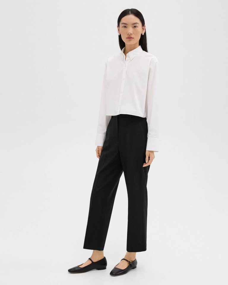 Tops White Women Theory Cropped Shirt In Good Cotton - 5