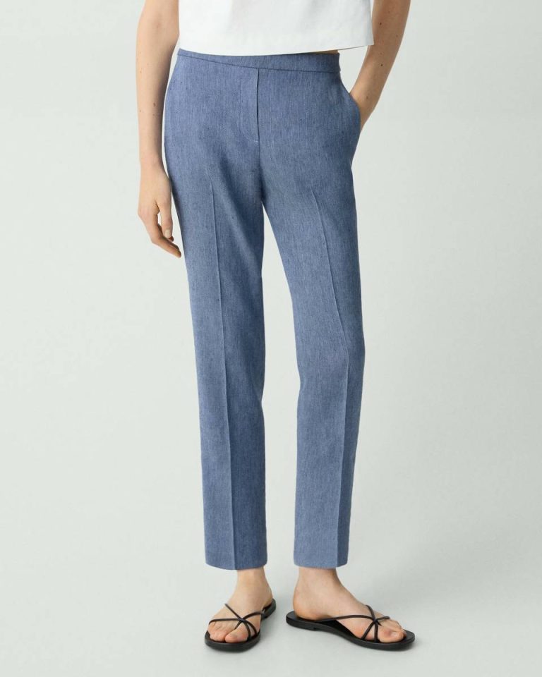 Treeca Pull-On Pant In Fluid Linen Pants Light Denim Women Theory - 4