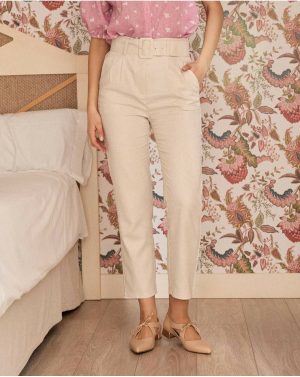 Trousers Women Bianca Belt Pants Polín Et Moi Beige - 1