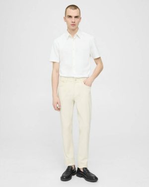 Warm Ivory Men Theory Pants Raffi 5-Pocket Pant In Neoteric Twill - 1