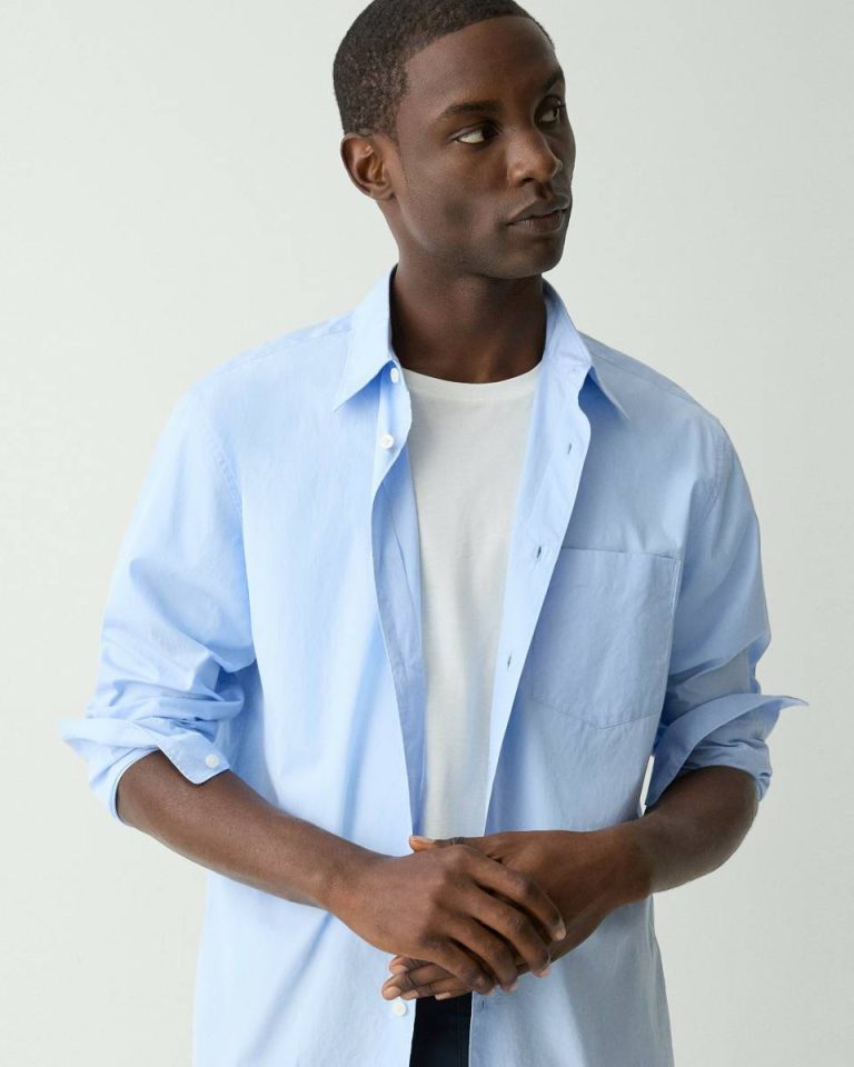 Weekend Shirt In Cotton Theory Shirts Clear Sky Men - 4