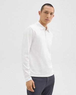 White Men Theory T-Shirts + Polos Long-Sleeve Polo Shirt In Cotton Jersey - 1