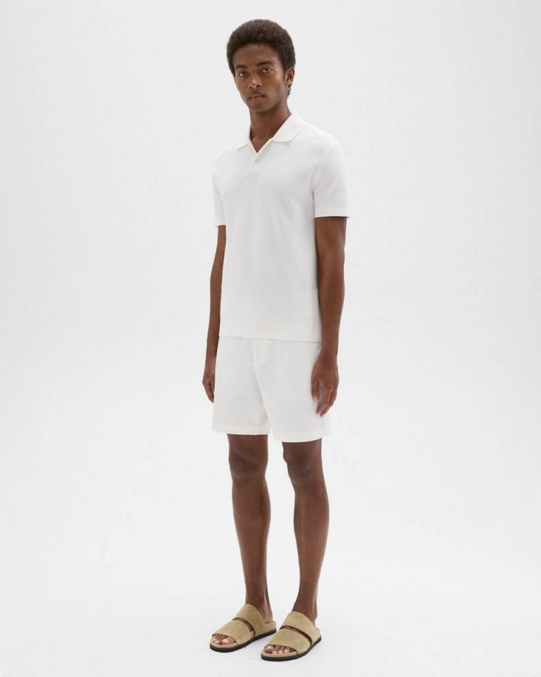 White Pants Men Zaine Short In Stretch Cotton Theory - 2