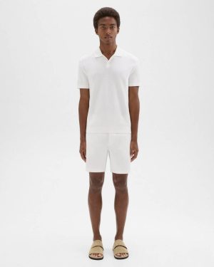 White Pants Men Zaine Short In Stretch Cotton Theory - 1
