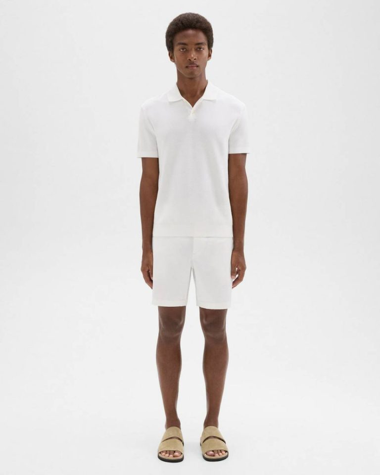 White Pants Men Zaine Short In Stretch Cotton Theory - 1
