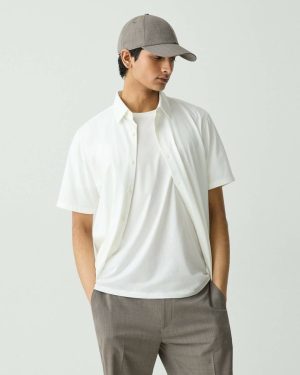 White Shirts Theory Irving Short-Sleeve Shirt In Structure Knit Men - 1
