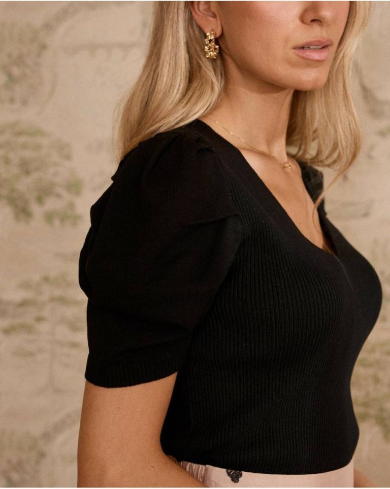 Women Black T-Shirts And Tops Top Knitted Globo Polín Et Moi - 3