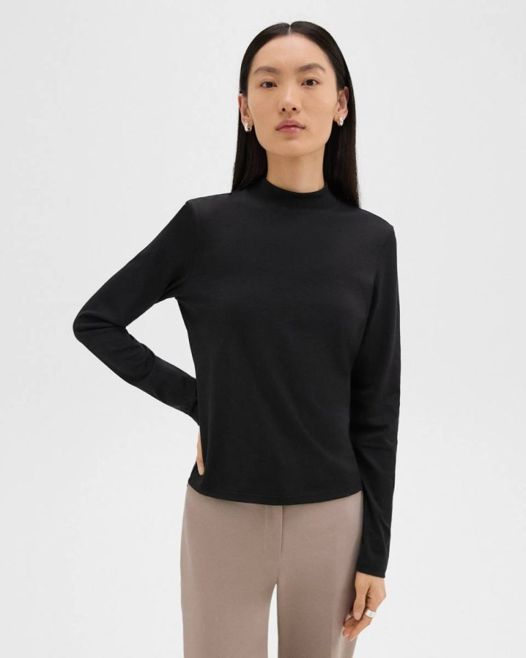Women Black Theory Tiny Mock Neck Tee In Organic Cotton T-Shirts + Tank Tops - 2