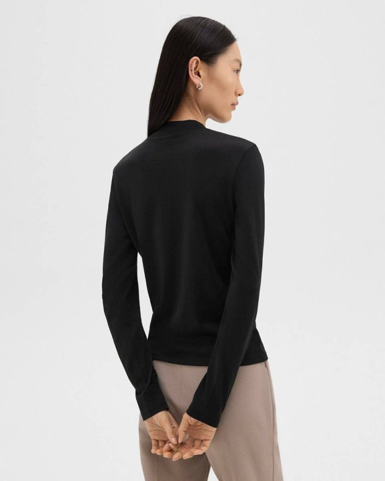 Women Black Theory Tiny Mock Neck Tee In Organic Cotton T-Shirts + Tank Tops - 3