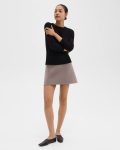 Women Cinder Melange High-Waist Mini Skirt In Double-Face Wool-Cashmere Skirts Theory - 1