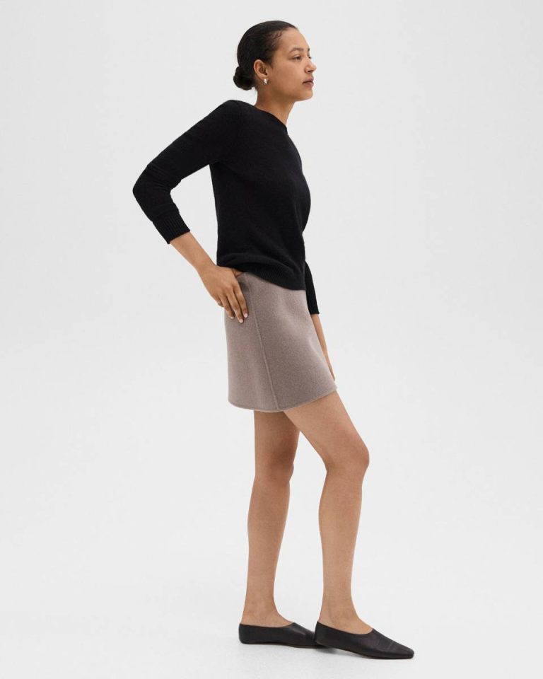 Women Cinder Melange High-Waist Mini Skirt In Double-Face Wool-Cashmere Skirts Theory - 2