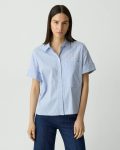 Women Cuffed Shirt In Striped Cotton-Blend Blue Multi Tops Theory - 1